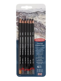 Derwent Tinted Charcoal - sada tónovaných uhlů, 6 ks