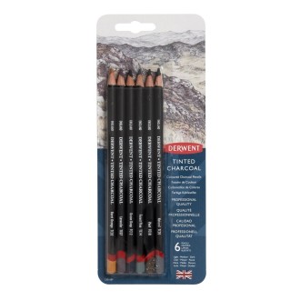 Derwent Tinted Charcoal - sada tónovaných uhlů, 6 ks