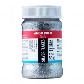 Barevné třpytivé (glitter) vločky Amsterdam, 50 g, stříbrné