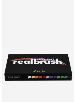 Sada štětečkových akvarelových fixů Karin Real Brush Pigment - 12ks