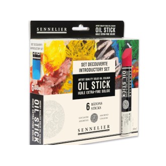 Sennelier Oil Stick sada 6ks (základní barvy + černá + bílá)