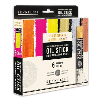 Sennelier Oil Stick sada 6ks (metalické + fluorescentní)