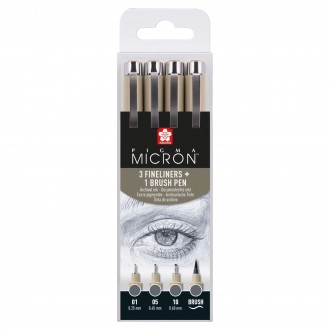 Sakura Pigma Micron 4 ks Cool Gray (3x liner + 1x brush)