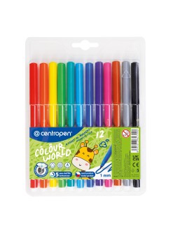 Sada školních fixů Centropen Colour World, 12 kusů, vypratelné