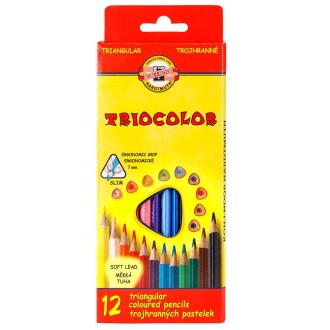 Trojhranné pastelky Koh-i-noor Triocolor, 12 kusů, měkké